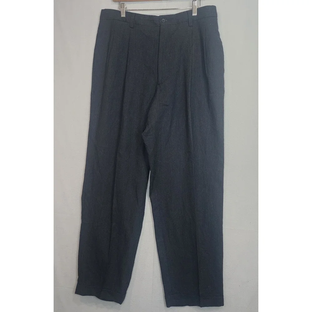 Banana Republic Dress Pants Charcoal Wool Pleated Made in Italy Mens 38L
